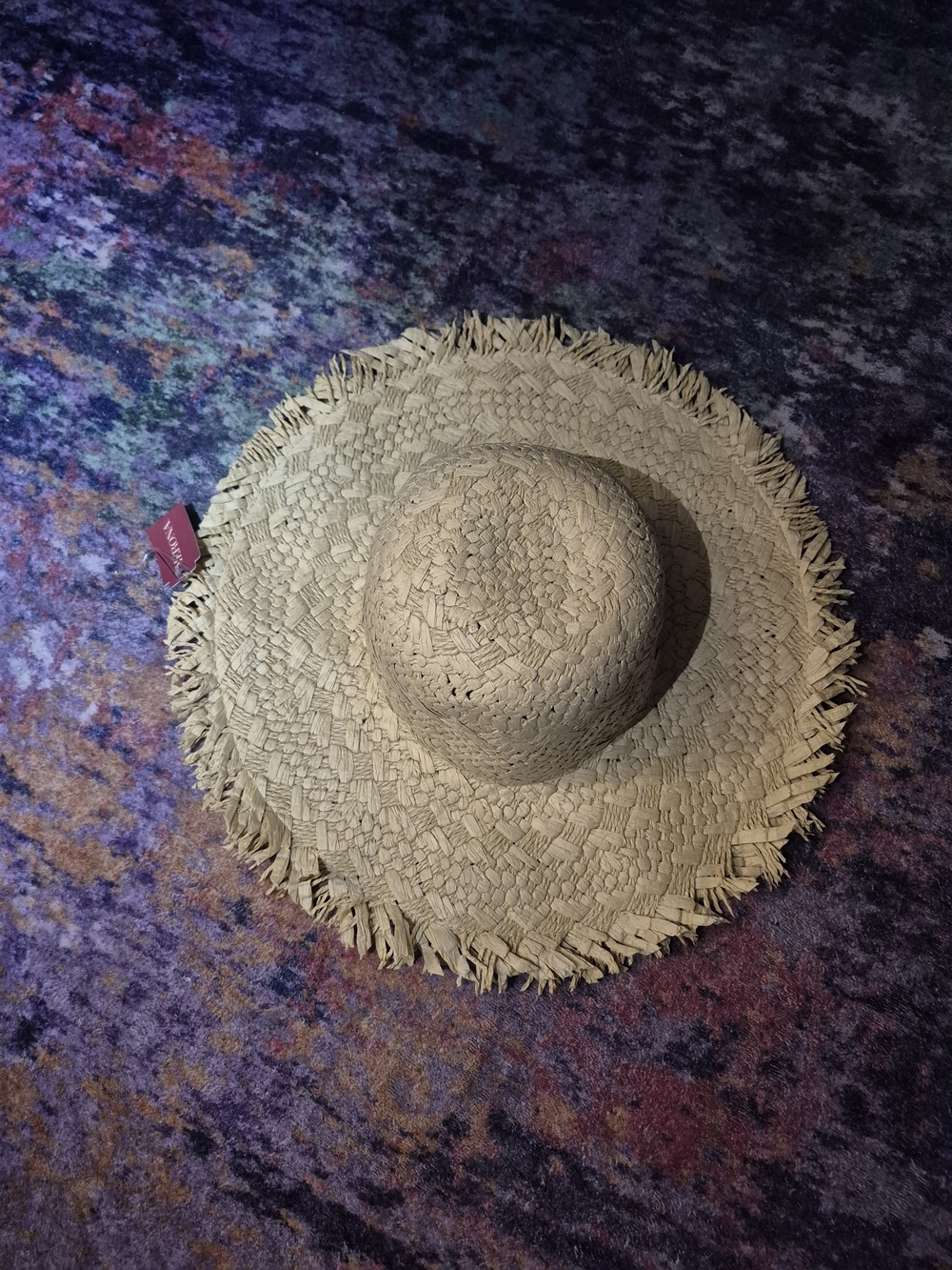 Merona Natural Beige Frayed Brim Straw Sun Hat - Picture 2 of 3